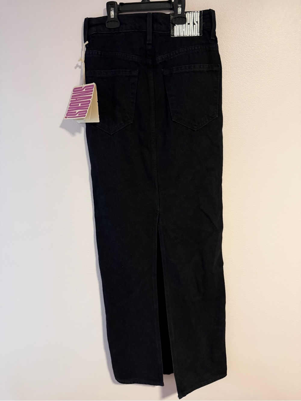 NWT MOTHER - The Candy Stick Denim Maxi Skirt, licorice black, size 25 MSRP $208 - Picture 7 of 12
